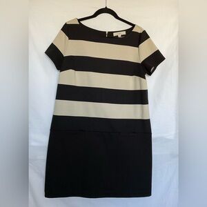 LOFT Black and Cream Sheath Mini Dress for Work